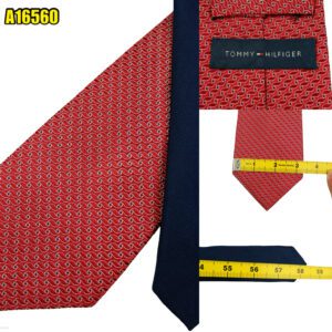 Tommy Hilfiger Tie Silk Red Geometric China (US Import Tax Included) มุมที่ 1