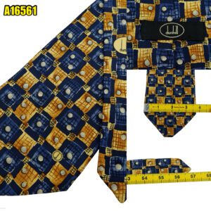 Dunhill Tie Silk Navy Brown Abstract Pattern Italy (US Import Tax Included) มุมที่ 1