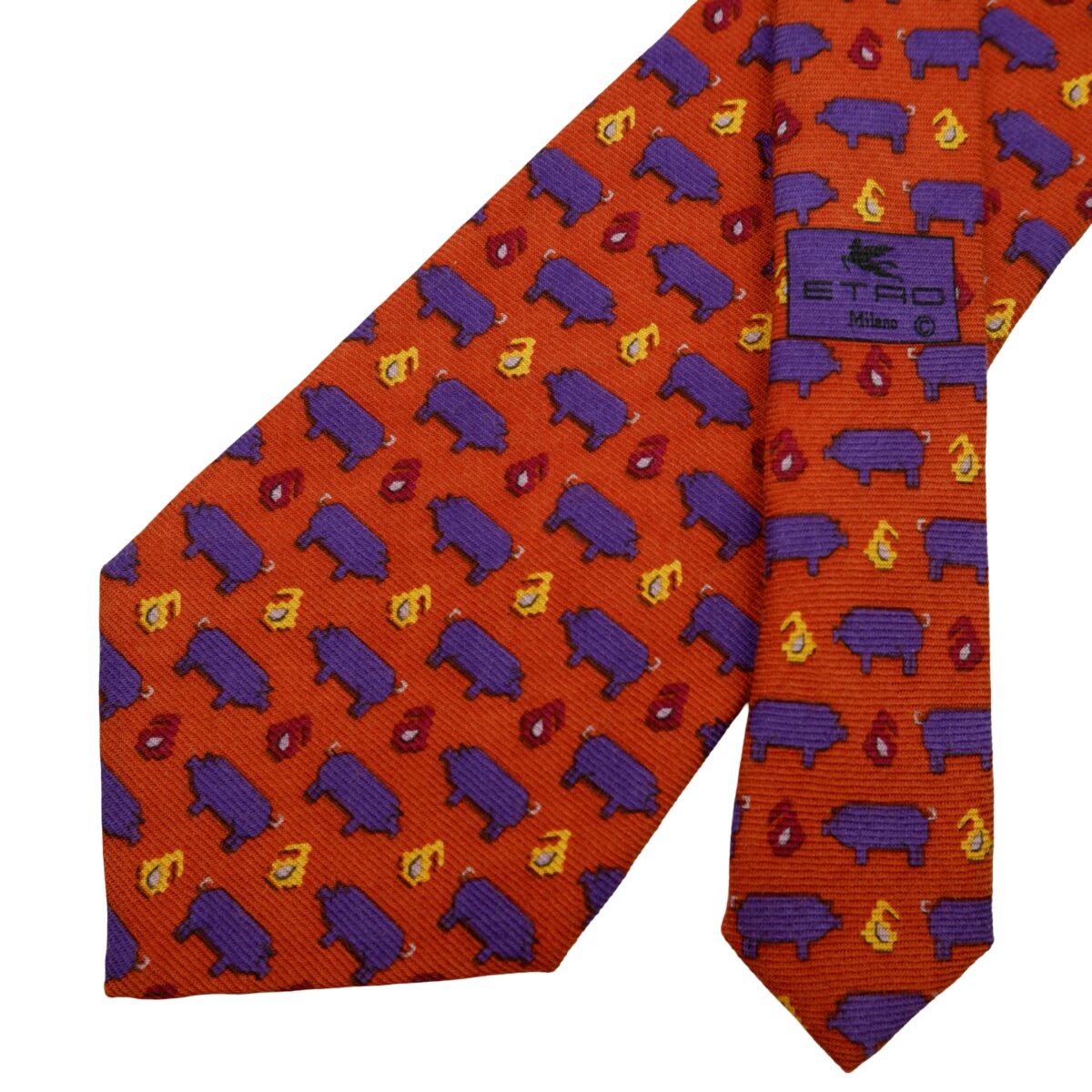 Etro Tie Wool Silk Brown Animal Pattern Italy (US Import Tax Included) | mesabb clothing Etro Tie Wool Silk Brown Animal Pattern Italy (US Import Tax Included) มุมที่ 2