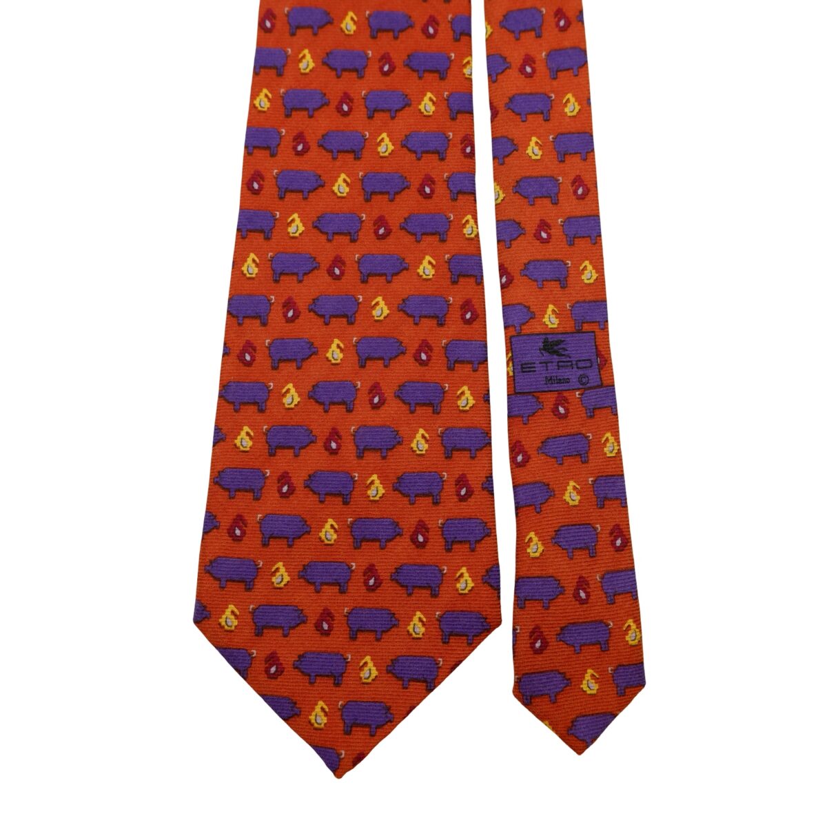 Etro Tie Wool Silk Brown Animal Pattern Italy (US Import Tax Included) | mesabb clothing Etro Tie Wool Silk Brown Animal Pattern Italy (US Import Tax Included) มุมที่ 3