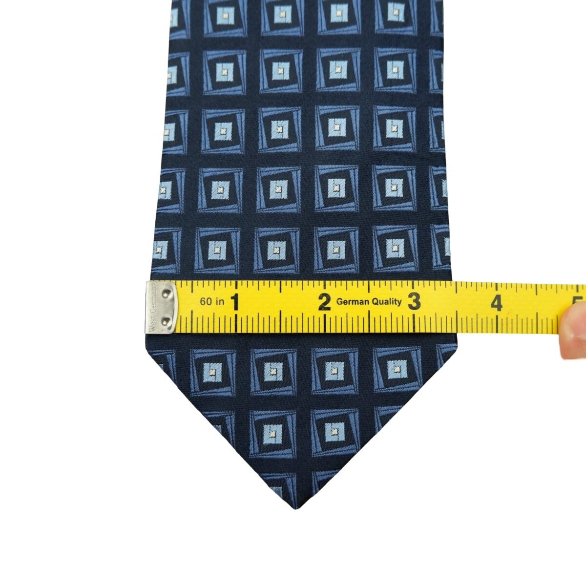 a16566 12 Hugo Boss Tie Silk Dark Navy Geometric Italy (US Import Tax Included) มุมที่ 12
