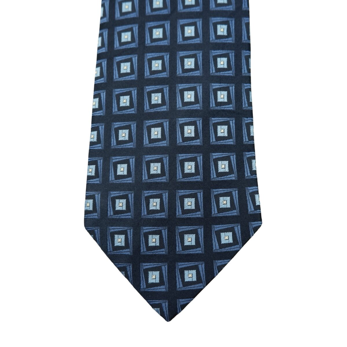 a16566 6 Hugo Boss Tie Silk Dark Navy Geometric Italy (US Import Tax Included) มุมที่ 6