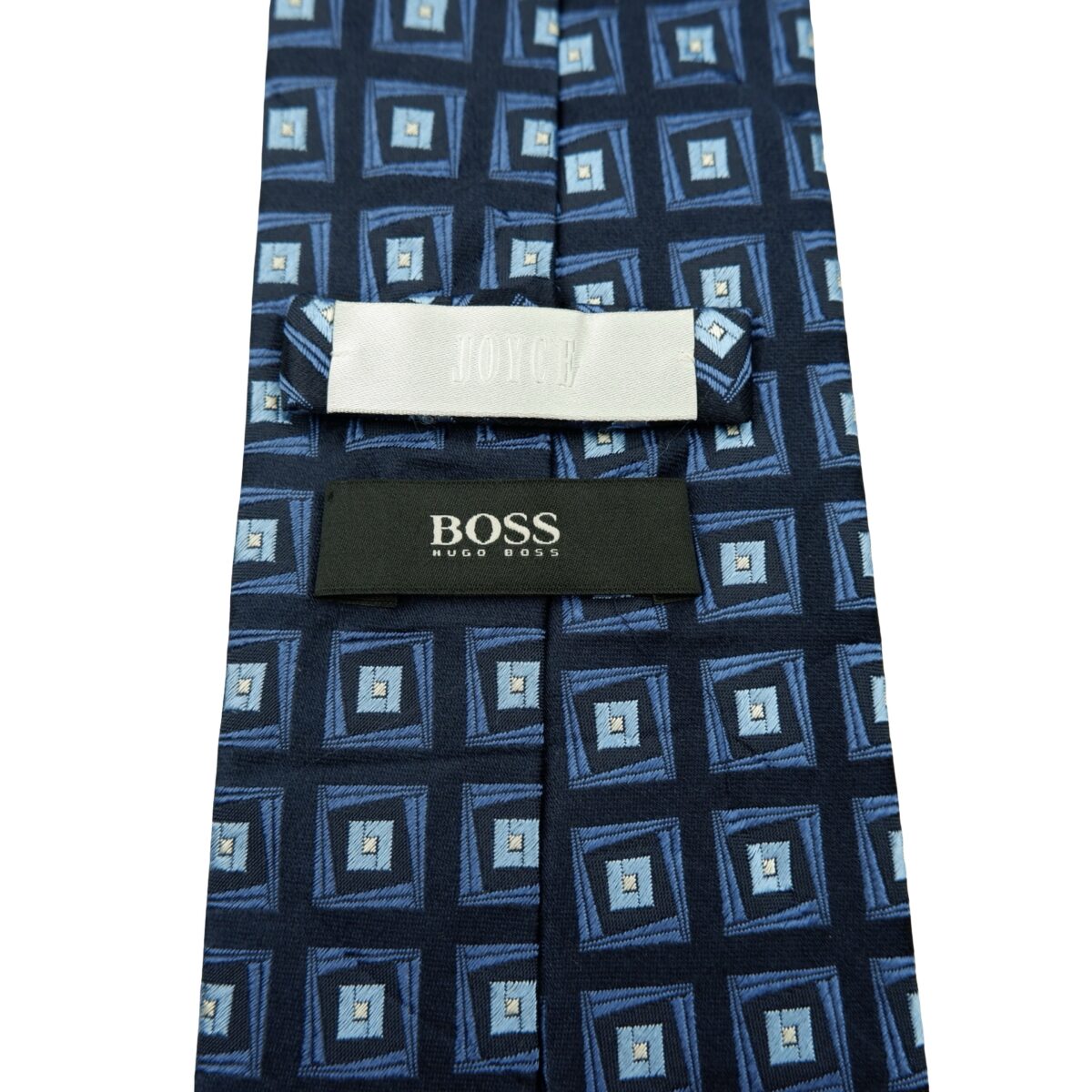 a16566 9 Hugo Boss Tie Silk Dark Navy Geometric Italy (US Import Tax Included) มุมที่ 9
