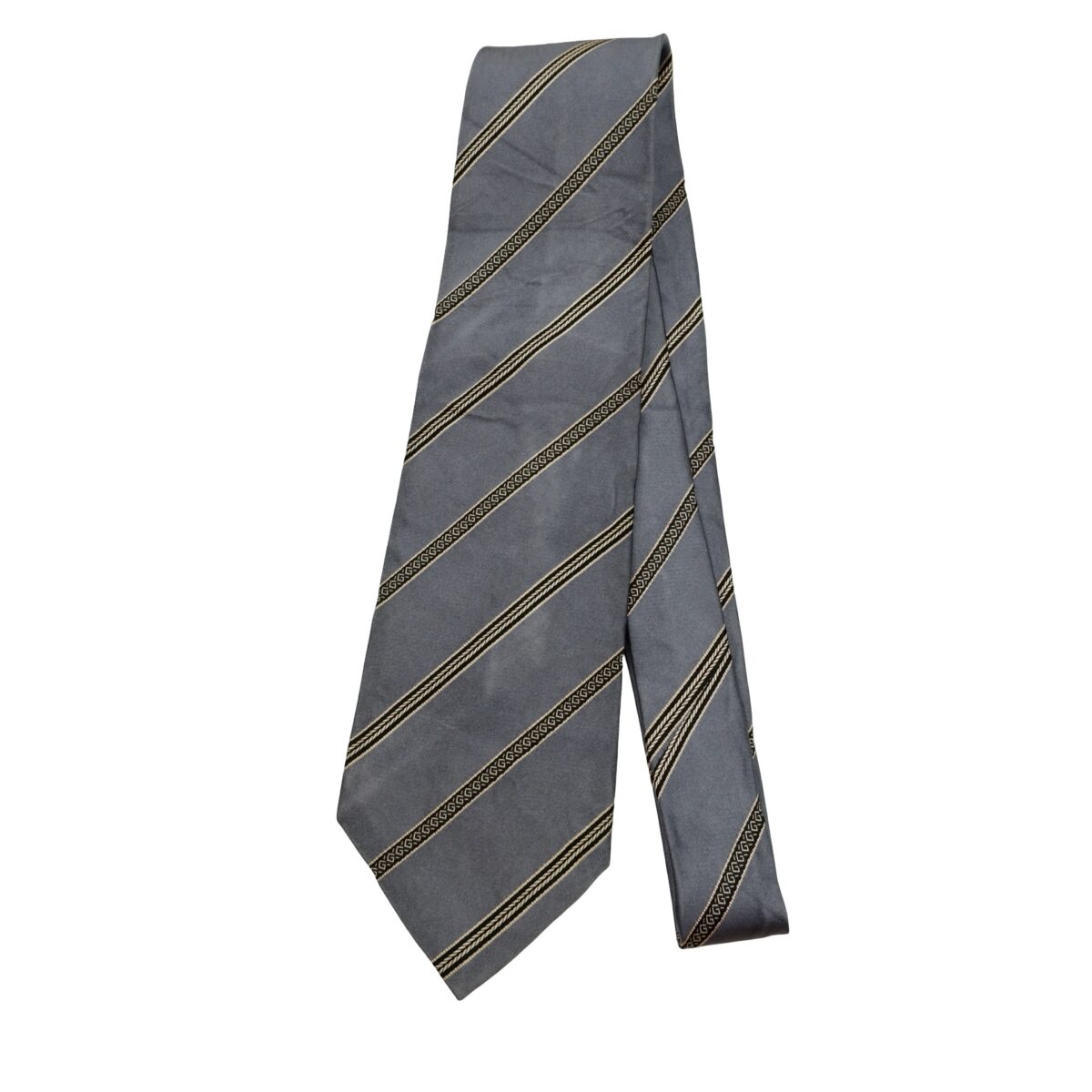 a16569 5 Gucci Tie Silk Gray Stripe Italy (US Import Tax Included) มุมที่ 5
