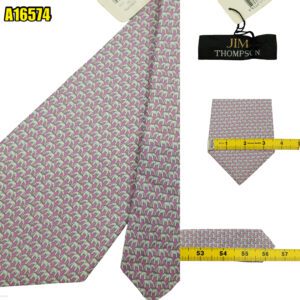 Jim Thompson Tie Silk Light Purple Animal Pattern Thailand (US Import Tax Included) มุมที่ 1