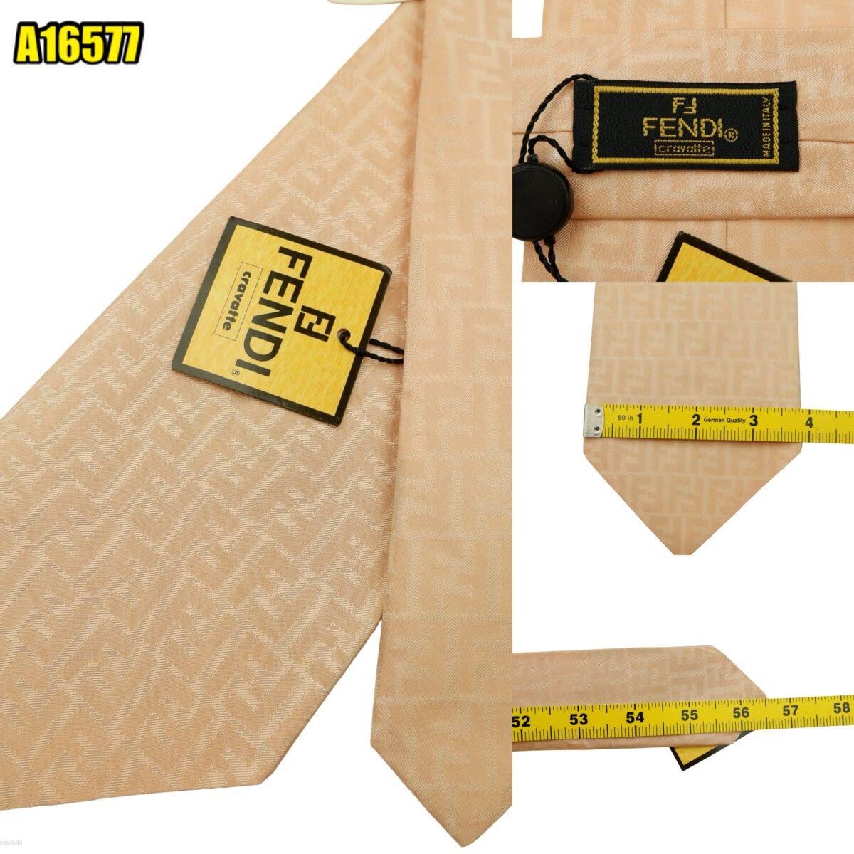created by photogrid Fendi Tie Silk Light Pink Zucca Pattern Italy (US Import Tax Included) มุมที่ 1