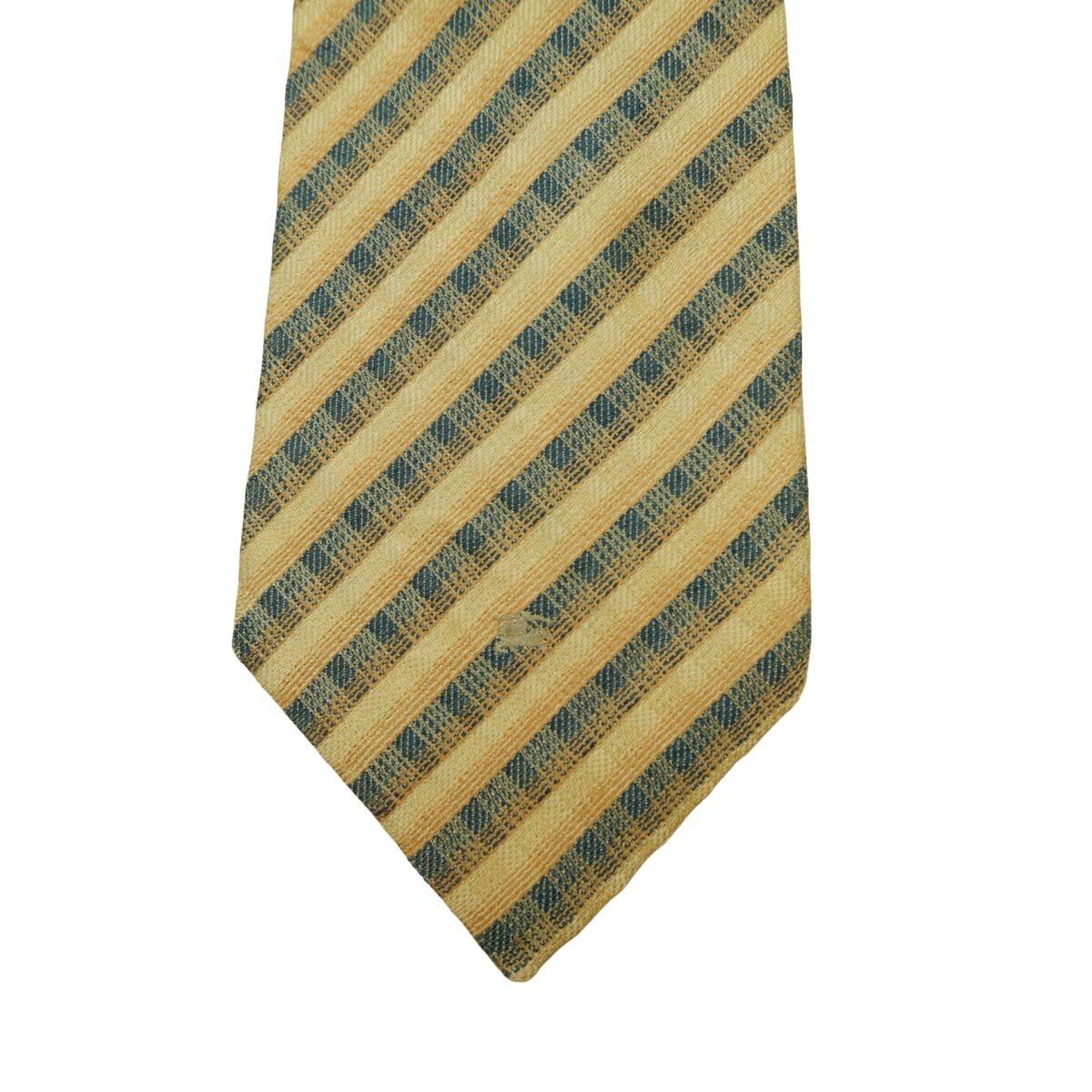 a16579 6 Burberry Tie Silk Wool Brown Navy Stripe Japan (US Import Tax Included) มุมที่ 6