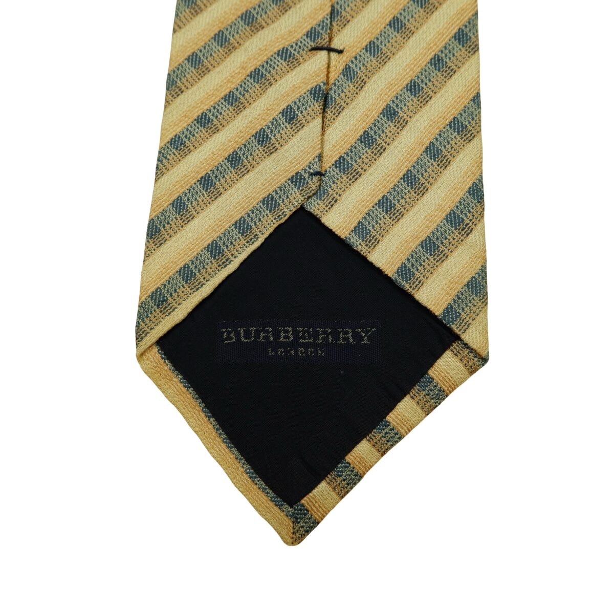 a16579 8 Burberry Tie Silk Wool Brown Navy Stripe Japan (US Import Tax Included) มุมที่ 8