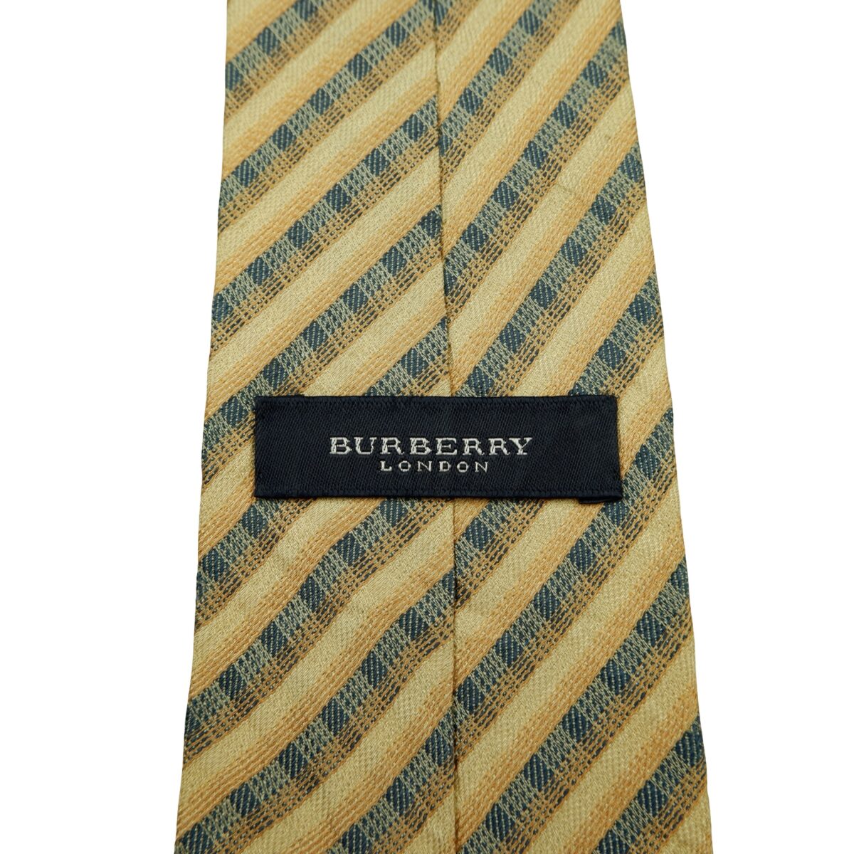 a16579 9 Burberry Tie Silk Wool Brown Navy Stripe Japan (US Import Tax Included) มุมที่ 9
