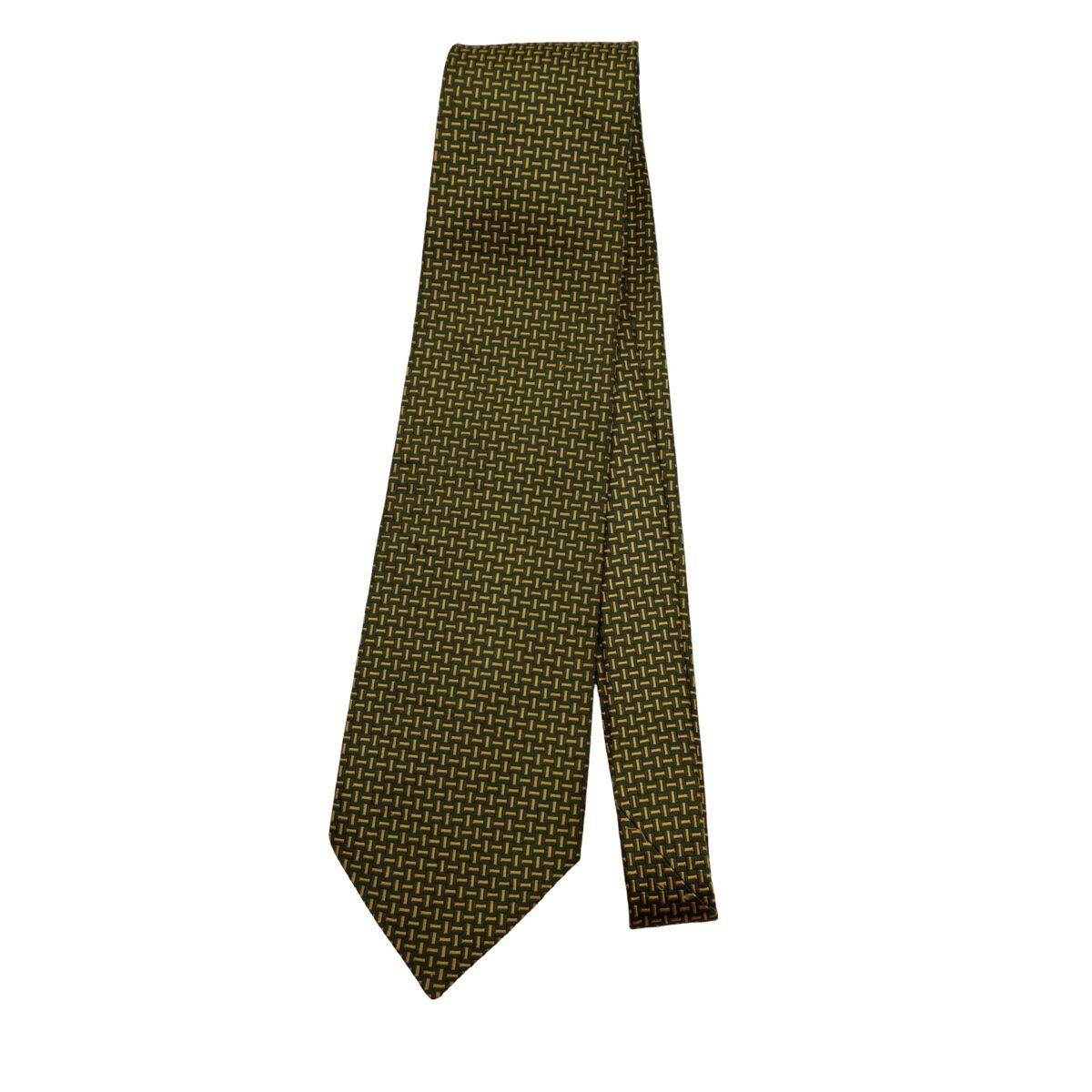 a16580 5 Burberry Tie Silk Brown Geometric Japan (US Import Tax Included) มุมที่ 5