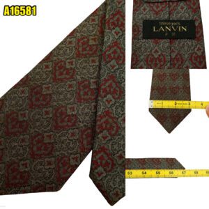 Lanvin Tie Silk Gray Brown Abstract Pattern Korea (US Import Tax Included) มุมที่ 1