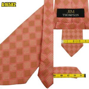 Jim Thompson Tie Silk Pink Geometric Thailand (US Import Tax Included) มุมที่ 1
