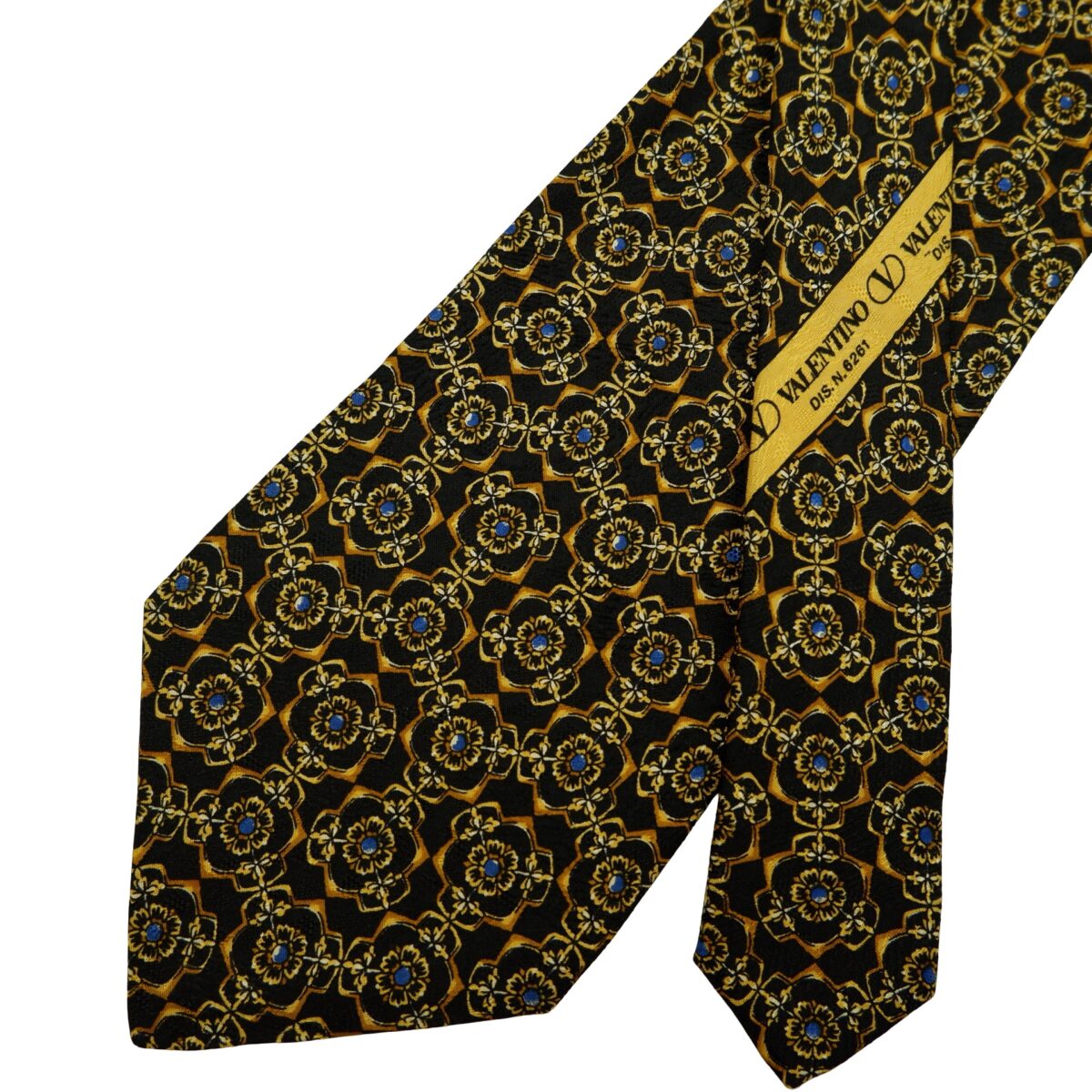 a16587 2 Valentino Tie Silk Black Abstract Pattern Italy (US Import Tax Included) มุมที่ 2