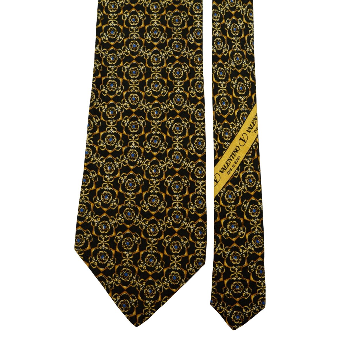 a16587 3 Valentino Tie Silk Black Abstract Pattern Italy (US Import Tax Included) มุมที่ 3