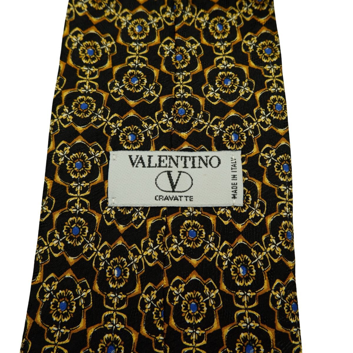 a16587 9 Valentino Tie Silk Black Abstract Pattern Italy (US Import Tax Included) มุมที่ 9