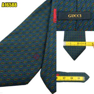 Gucci Tie Silk Navy Geometric Italy (US Import Tax Included) มุมที่ 1