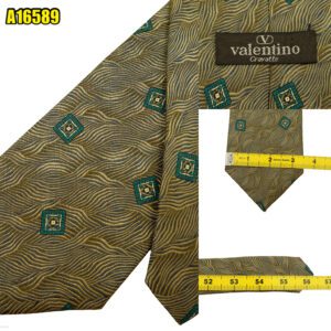 Valentino Tie Silk Brown Abstract Pattern Korea (US Import Tax Included) มุมที่ 1