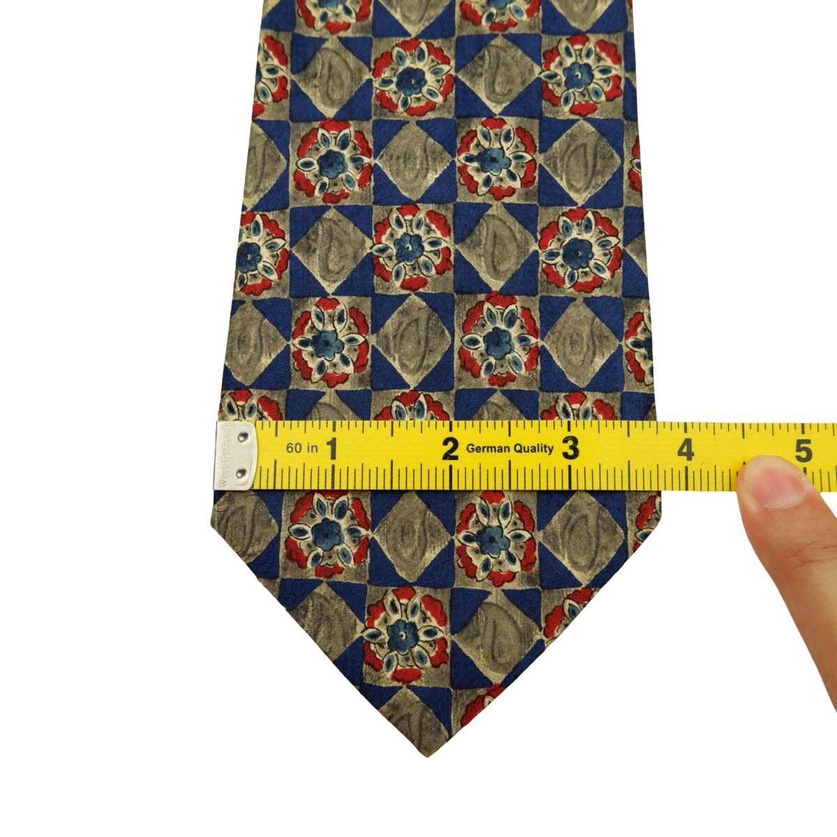 a16590 12 Valentino Tie Silk Gray Navy Geometric Italy (US Import Tax Included) มุมที่ 12