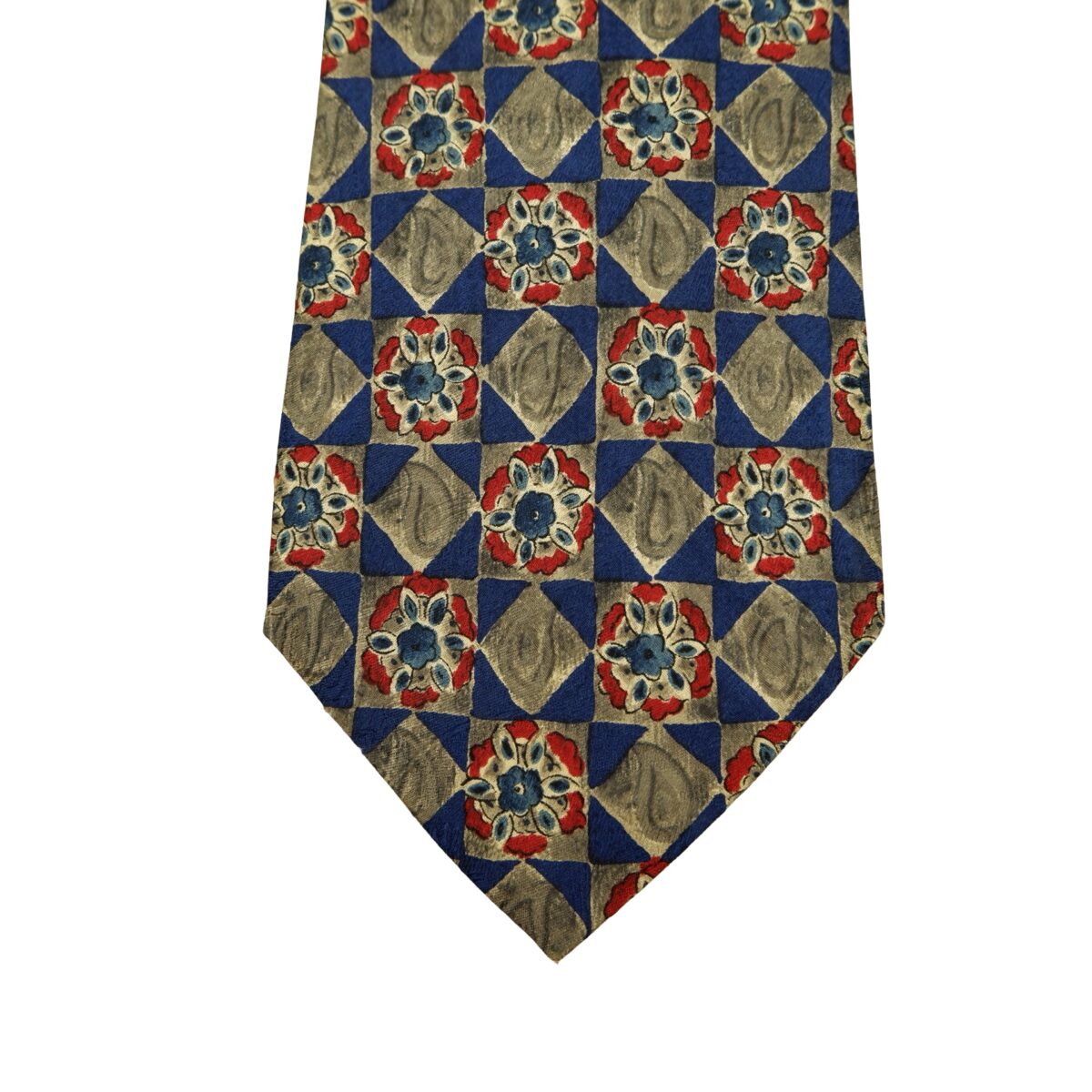 a16590 6 Valentino Tie Silk Gray Navy Geometric Italy (US Import Tax Included) มุมที่ 6