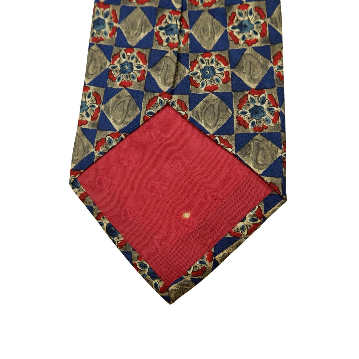 a16590 8 Valentino Tie Silk Gray Navy Geometric Italy (US Import Tax Included) มุมที่ 8