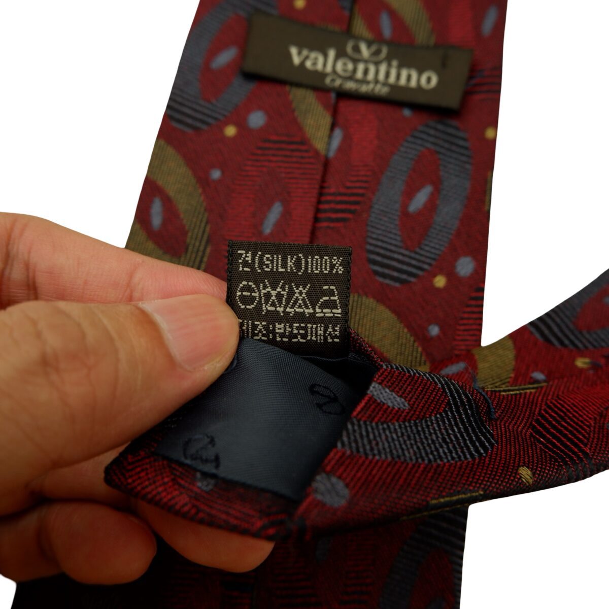 a16592 11 Valentino Tie Silk Brown Abstract Pattern Korea (US Import Tax Included) มุมที่ 11