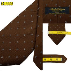 Brooks Brothers Tie Silk Brown Paisley Pattern USA (US Import Tax Included) มุมที่ 1