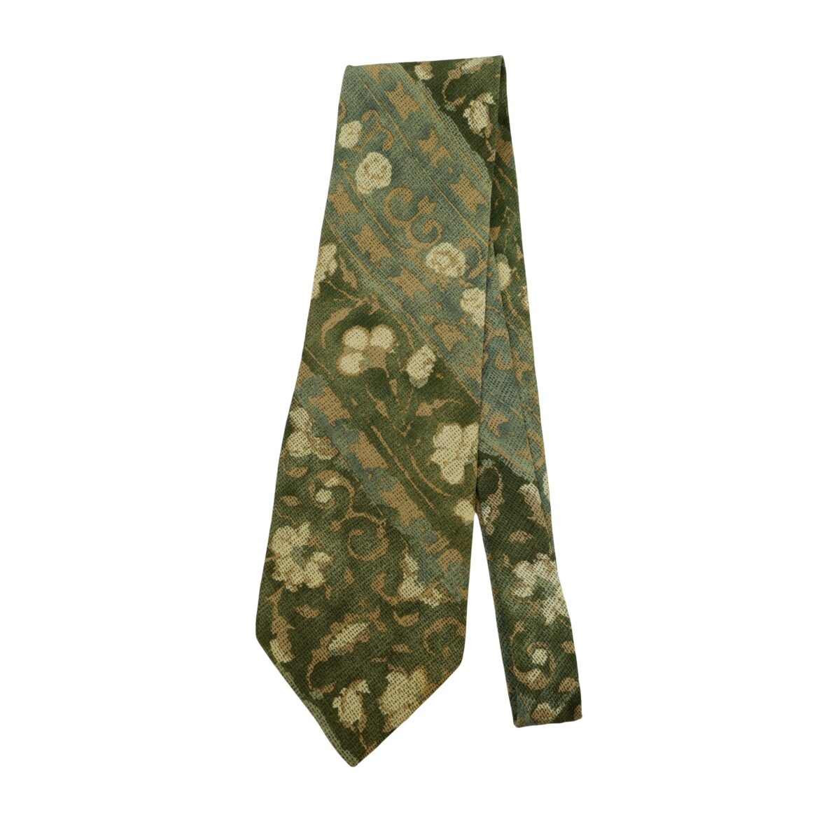 a16595 5 Giorgio Armani Tie Silk Olive Green Abstract Pattern Italy (US Import Tax Included) มุมที่ 5
