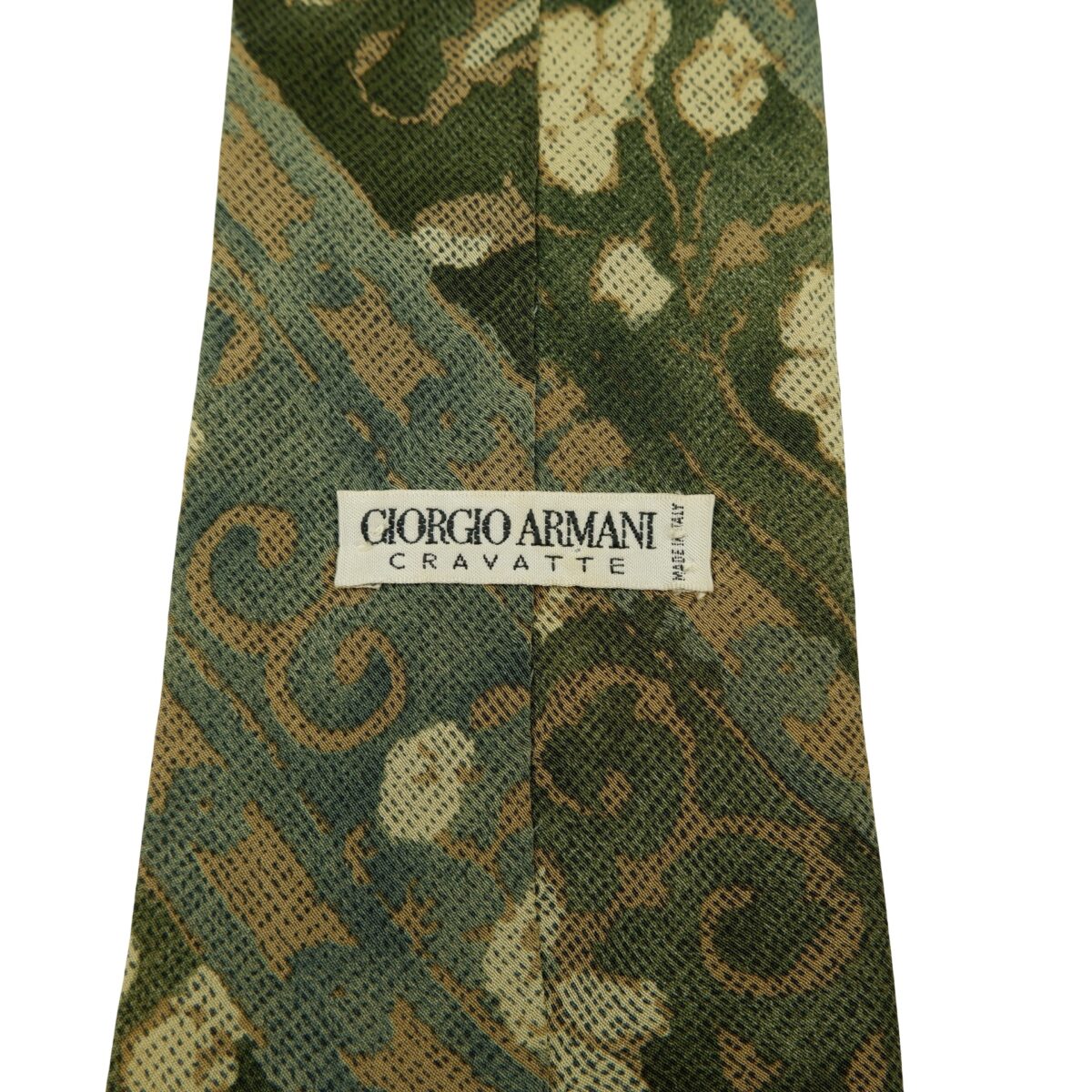 a16595 9 Giorgio Armani Tie Silk Olive Green Abstract Pattern Italy (US Import Tax Included) มุมที่ 9