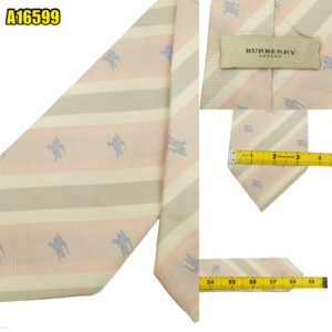 Burberry Tie Silk Pink Gray Stripe Italy (US Import Tax Included) มุมที่ 1