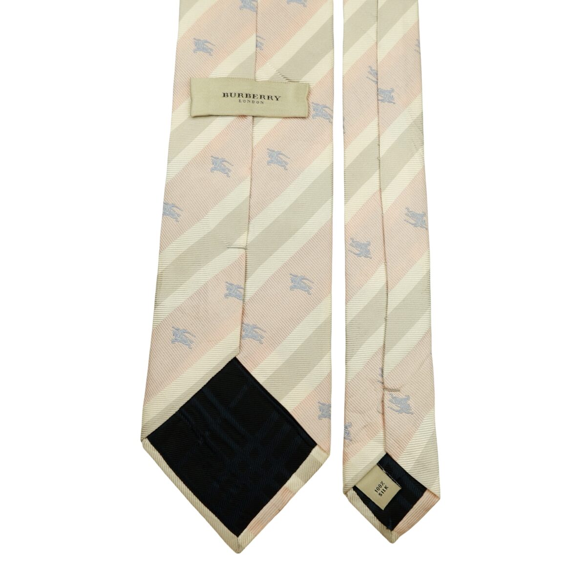 Burberry Tie Silk Pink Gray Stripe Italy (US Import Tax Included) | mesabb clothing Burberry Tie Silk Pink Gray Stripe Italy (US Import Tax Included) มุมที่ 4
