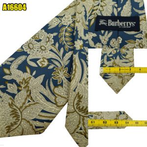 Burberry Tie Silk Navy Brown Floral Pattern Japan (US Import Tax Included) มุมที่ 1