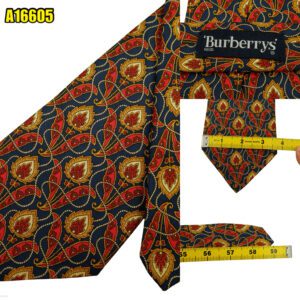 Burberry Tie Silk Navy Red Abstract Pattern England (US Import Tax Included) มุมที่ 1