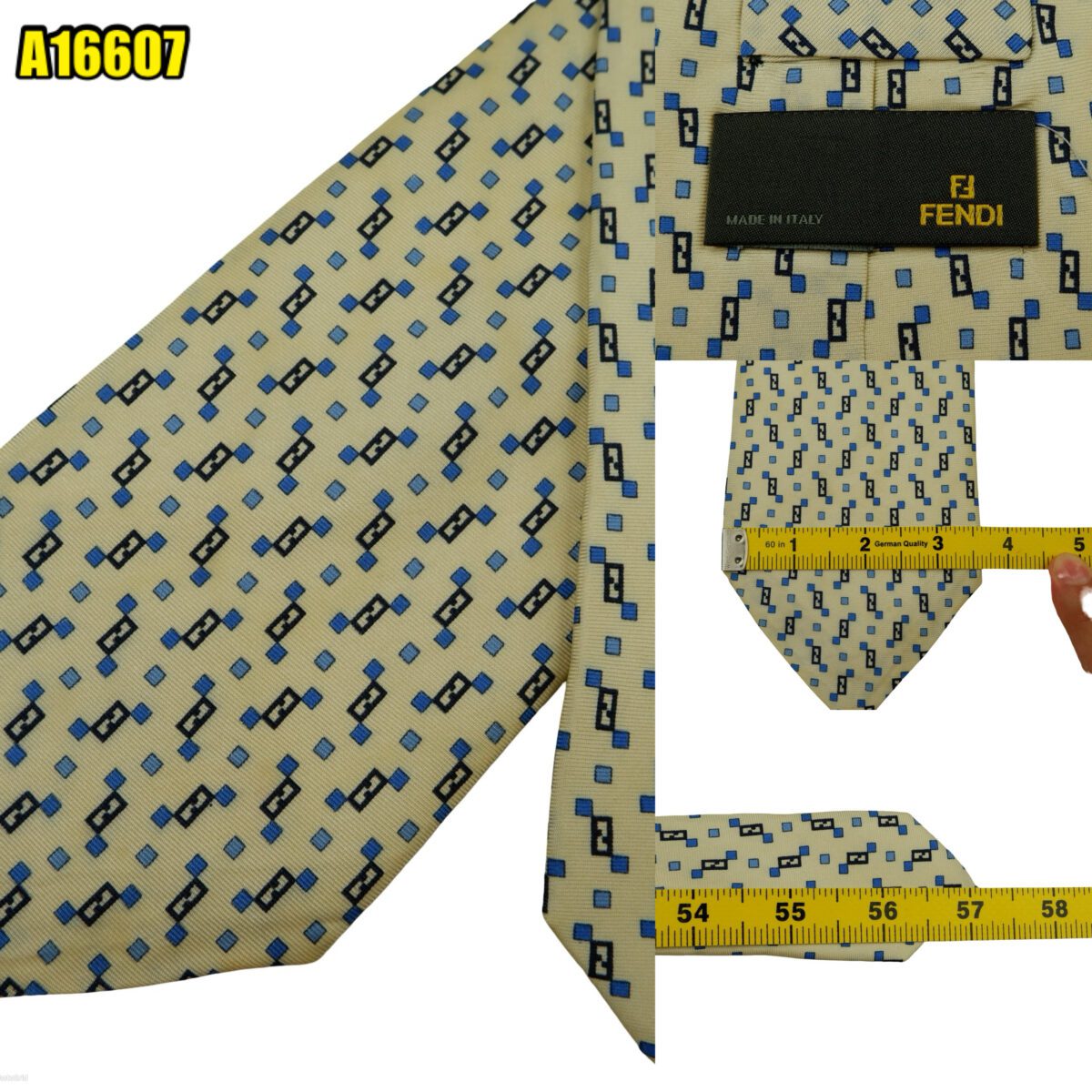 created by photogrid Fendi Tie Silk Beige Zucca Pattern Italy (US Import Tax Included) มุมที่ 1