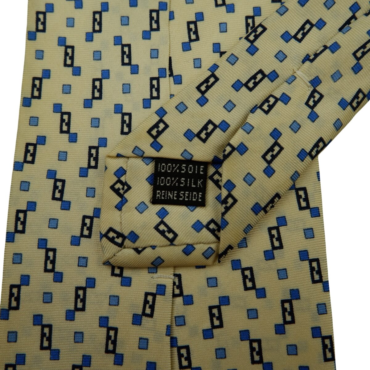 a16607 10 Fendi Tie Silk Beige Zucca Pattern Italy (US Import Tax Included) มุมที่ 10