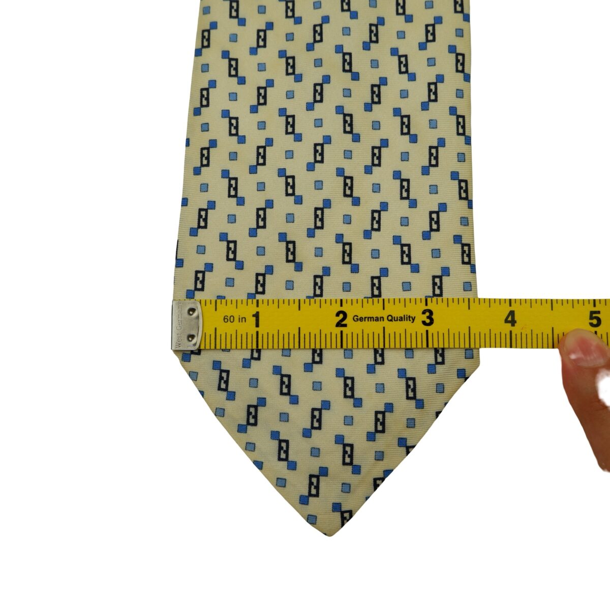 a16607 12 Fendi Tie Silk Beige Zucca Pattern Italy (US Import Tax Included) มุมที่ 12