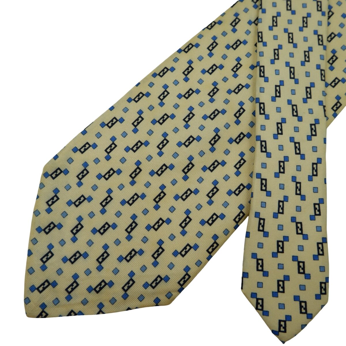 a16607 2 Fendi Tie Silk Beige Zucca Pattern Italy (US Import Tax Included) มุมที่ 2