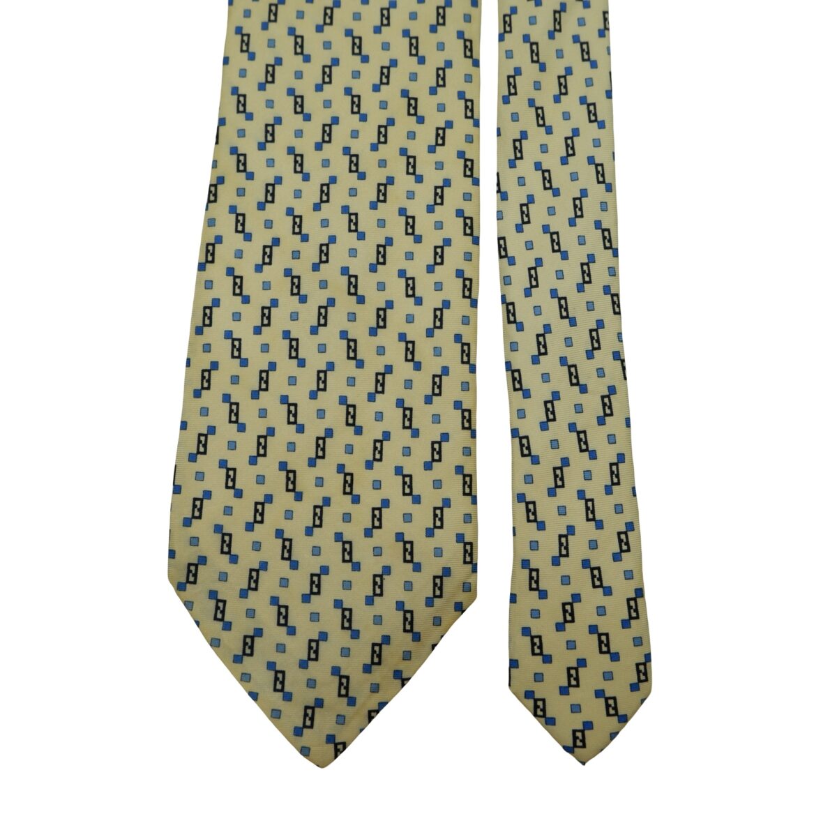 a16607 3 Fendi Tie Silk Beige Zucca Pattern Italy (US Import Tax Included) มุมที่ 3