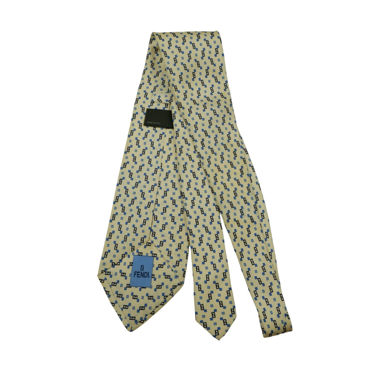 a16607 7 Fendi Tie Silk Beige Zucca Pattern Italy (US Import Tax Included) มุมที่ 7
