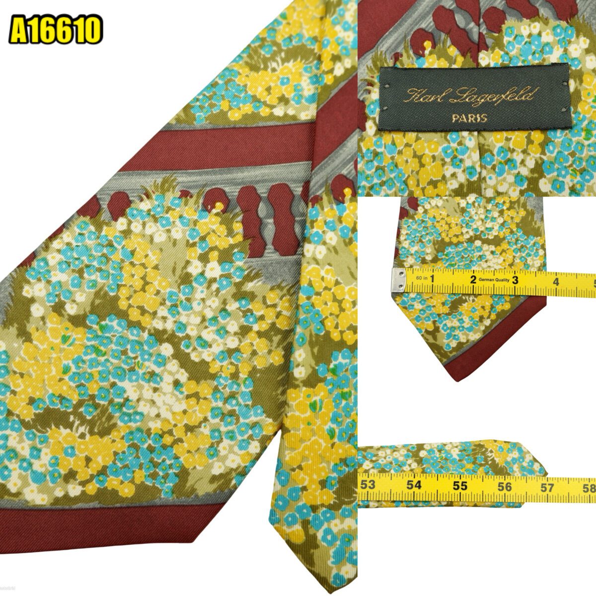 created by photogrid Karl Lagerfeld Tie Silk Maroon Abstract Pattern Italy (US Import Tax Included) มุมที่ 1