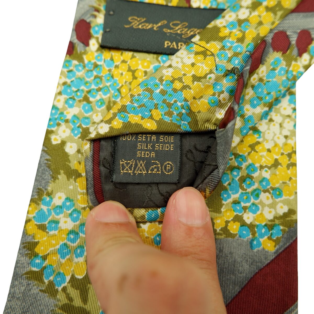 a16610 10 Karl Lagerfeld Tie Silk Maroon Abstract Pattern Italy (US Import Tax Included) มุมที่ 10