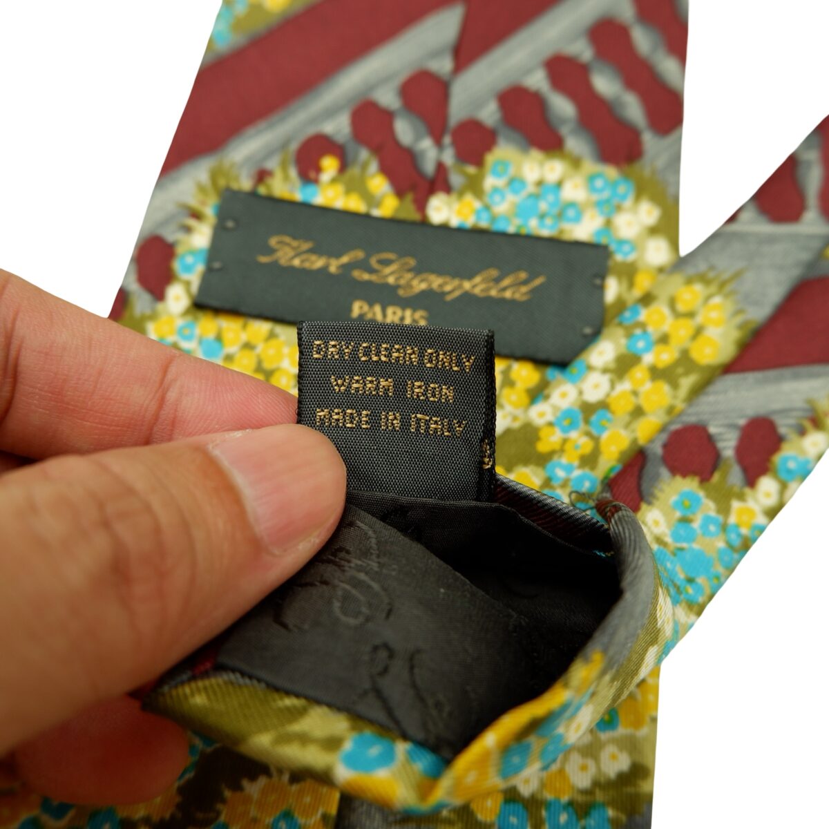 a16610 11 Karl Lagerfeld Tie Silk Maroon Abstract Pattern Italy (US Import Tax Included) มุมที่ 11