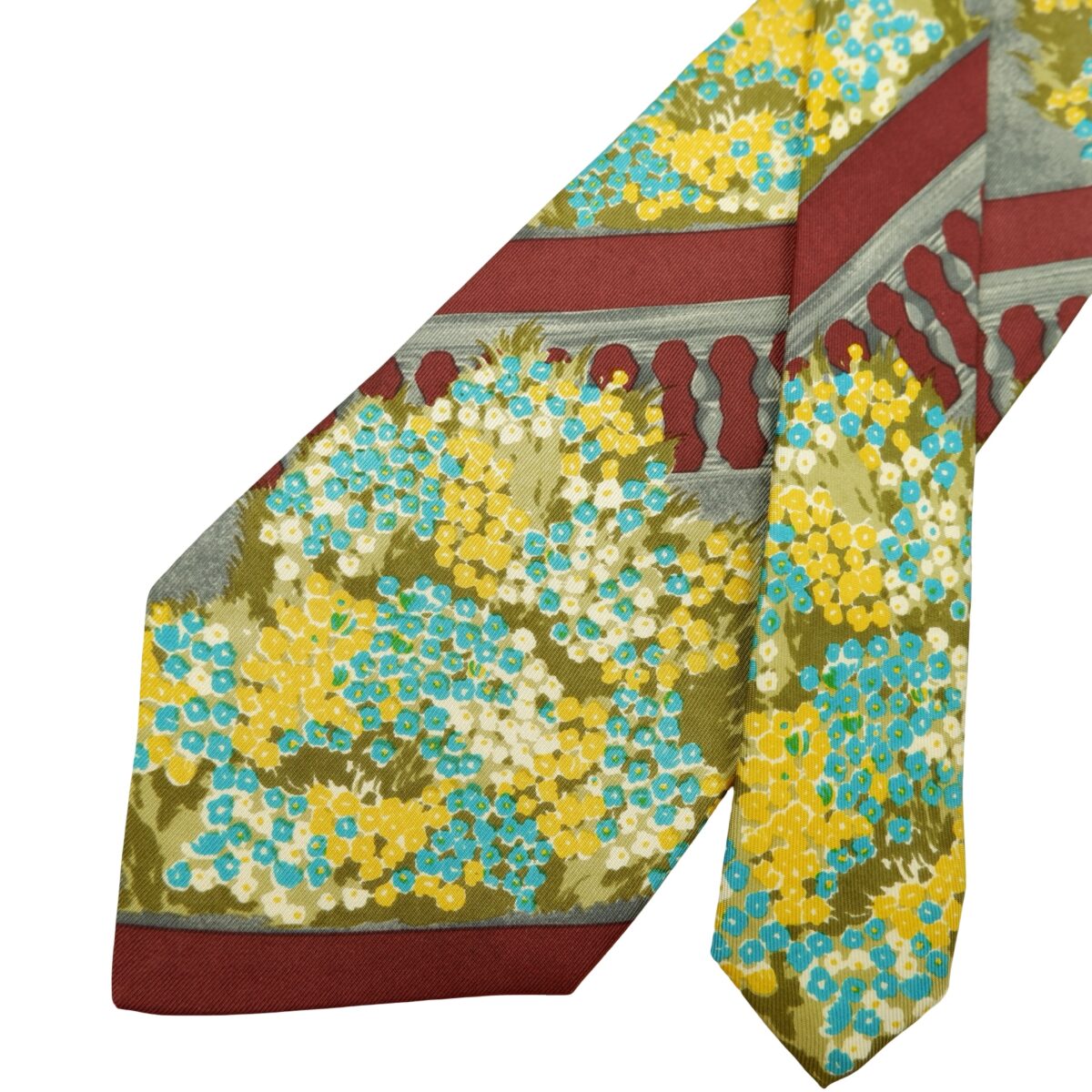 a16610 2 Karl Lagerfeld Tie Silk Maroon Abstract Pattern Italy (US Import Tax Included) มุมที่ 2