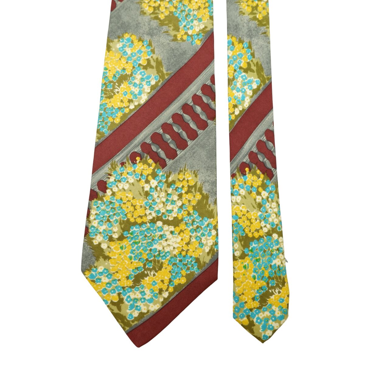 a16610 3 Karl Lagerfeld Tie Silk Maroon Abstract Pattern Italy (US Import Tax Included) มุมที่ 3