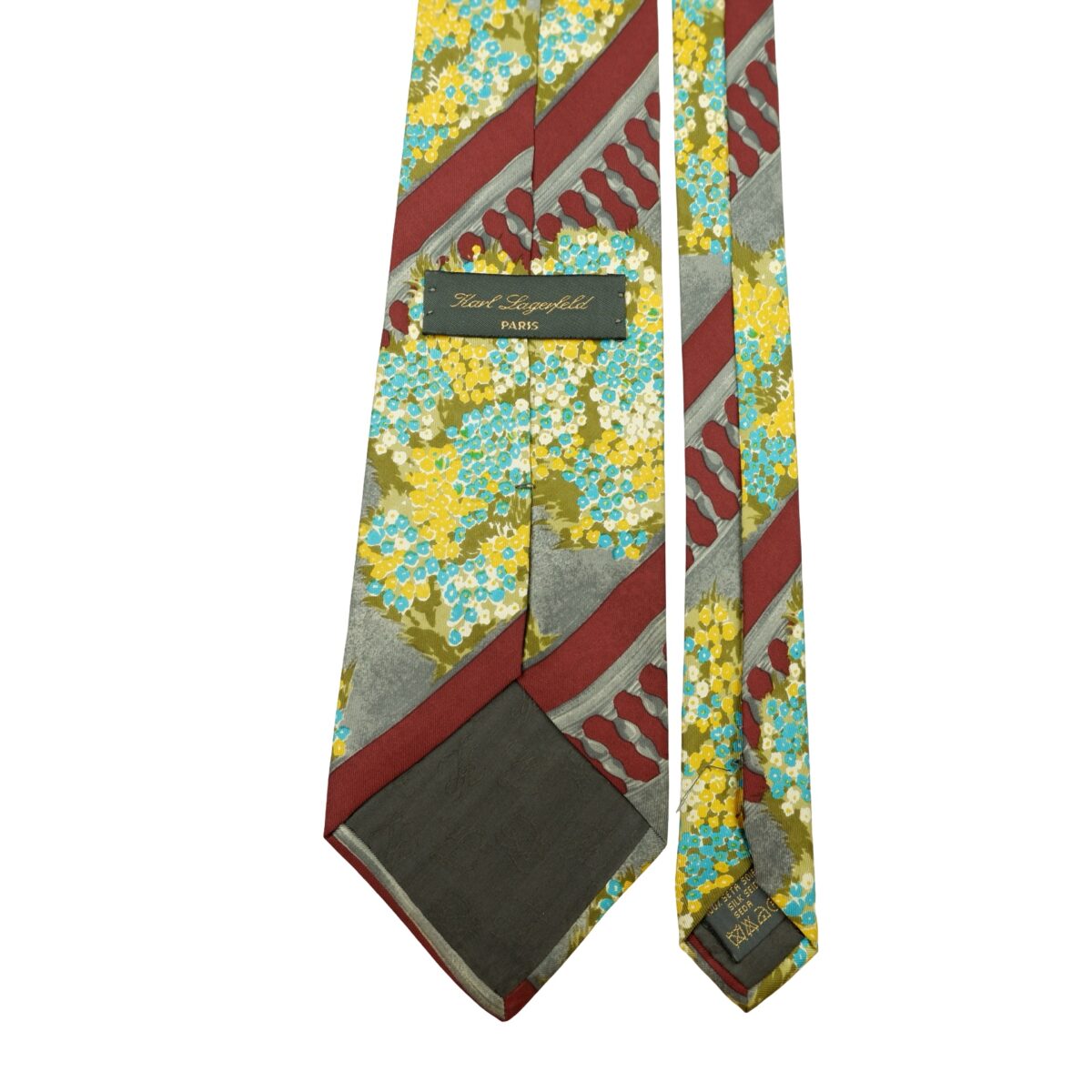 a16610 4 Karl Lagerfeld Tie Silk Maroon Abstract Pattern Italy (US Import Tax Included) มุมที่ 4
