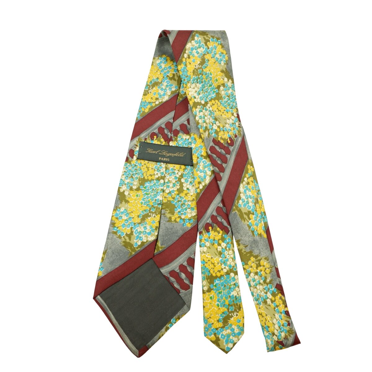 a16610 7 Karl Lagerfeld Tie Silk Maroon Abstract Pattern Italy (US Import Tax Included) มุมที่ 7