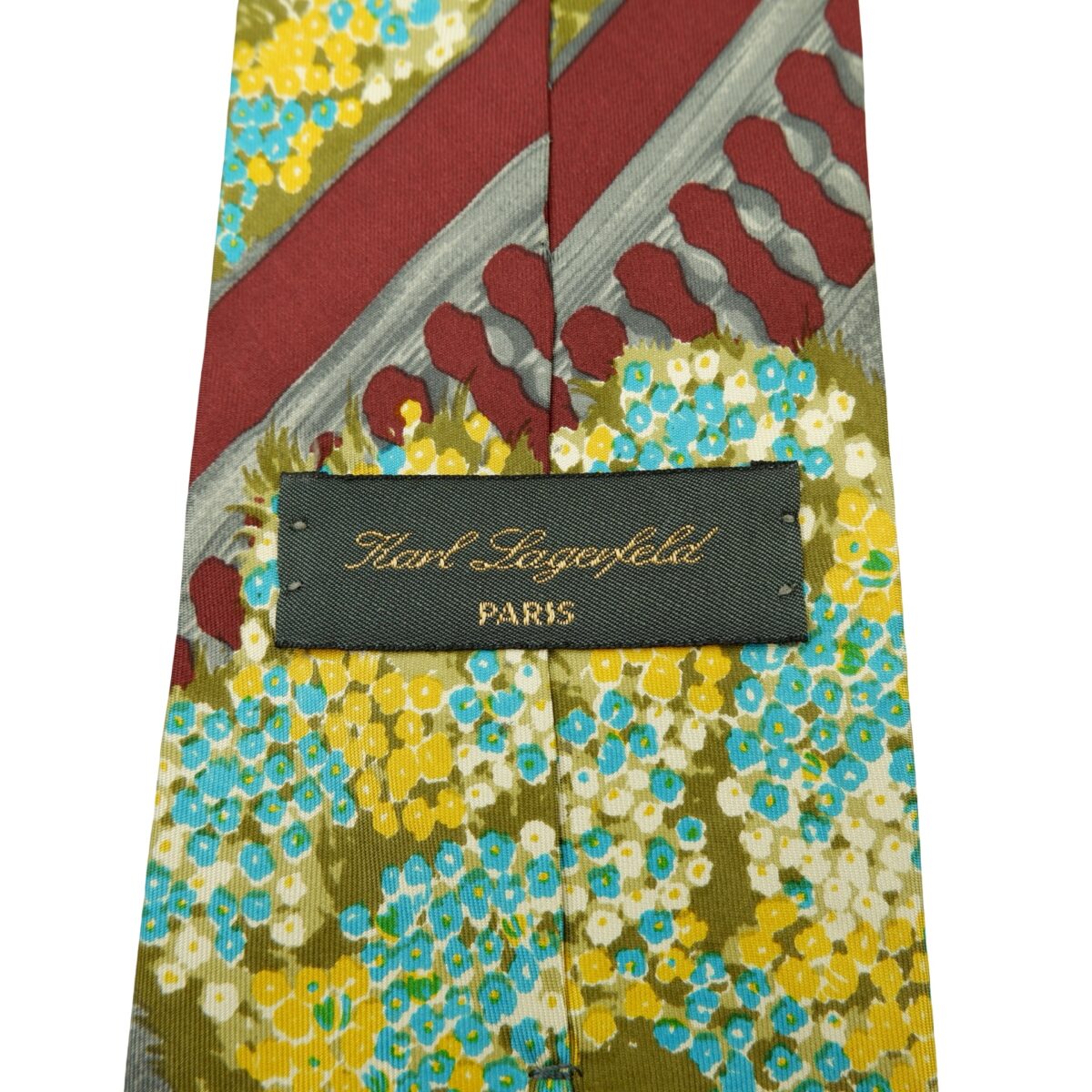 a16610 9 Karl Lagerfeld Tie Silk Maroon Abstract Pattern Italy (US Import Tax Included) มุมที่ 9