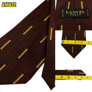 Lanvin Tie Silk Brown Abstract Pattern France (US Import Tax Included) มุมที่ 1