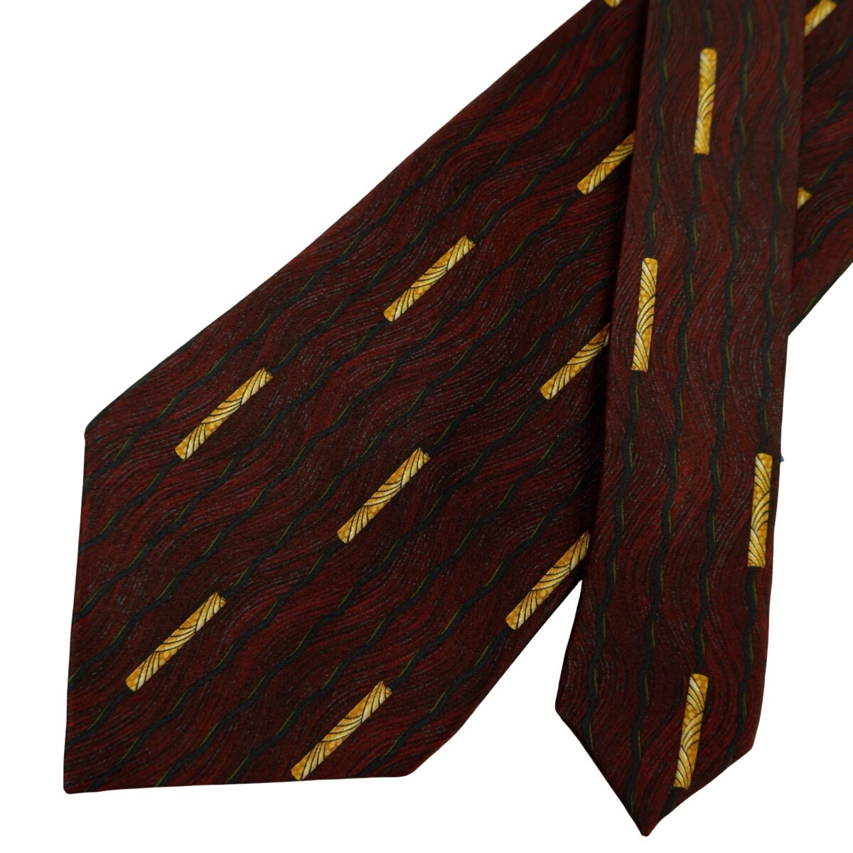 a16612 2 Lanvin Tie Silk Brown Abstract Pattern France (US Import Tax Included) มุมที่ 2