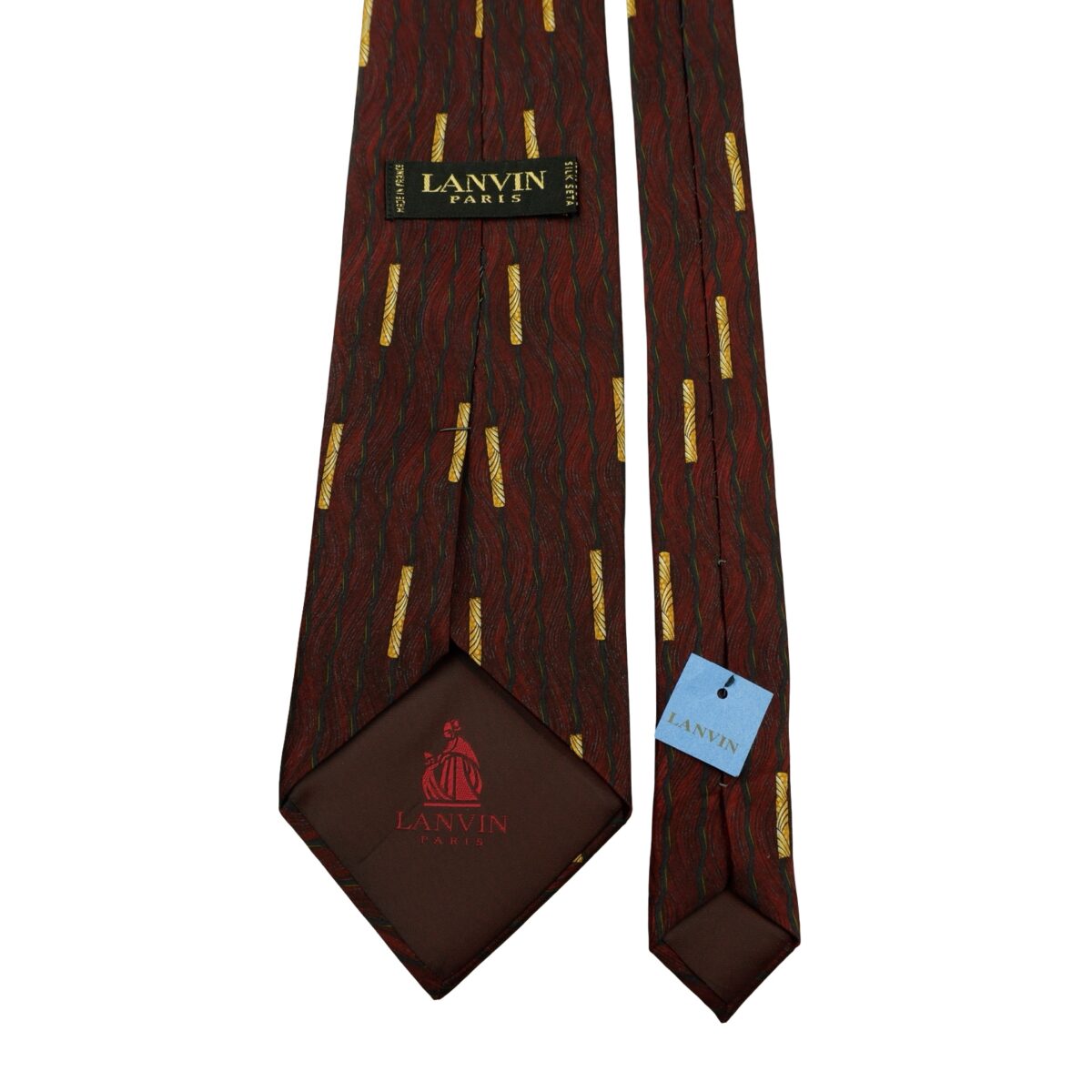 a16612 4 Lanvin Tie Silk Brown Abstract Pattern France (US Import Tax Included) มุมที่ 4