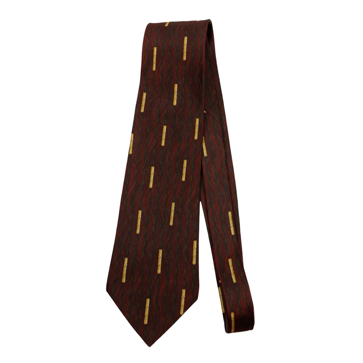 a16612 5 Lanvin Tie Silk Brown Abstract Pattern France (US Import Tax Included) มุมที่ 5
